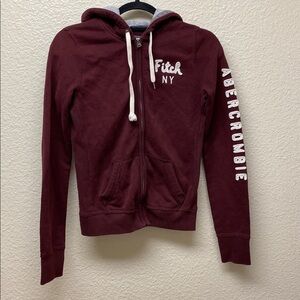 Abercrombie & Fitch Burgundy 'Fitch NY' Full Zip Hoodie